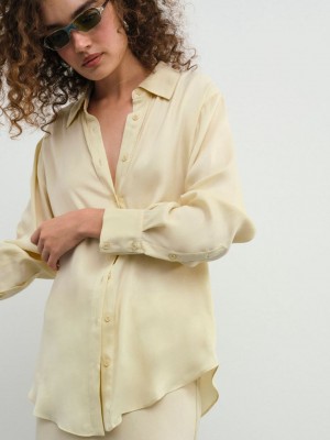 Yellow For Love & Lemons Clarabell Button Down Blouse | US-AIFG18026