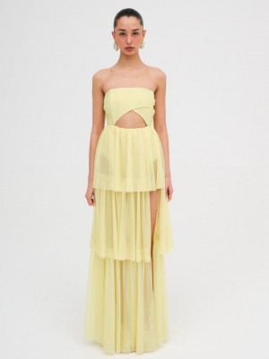 Yellow For Love & Lemons Juni Maxi Dress | US-FOZI57246