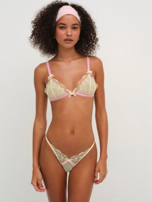 Yellow For Love & Lemons Sunny Bouquet Thong | US-YOAP29704