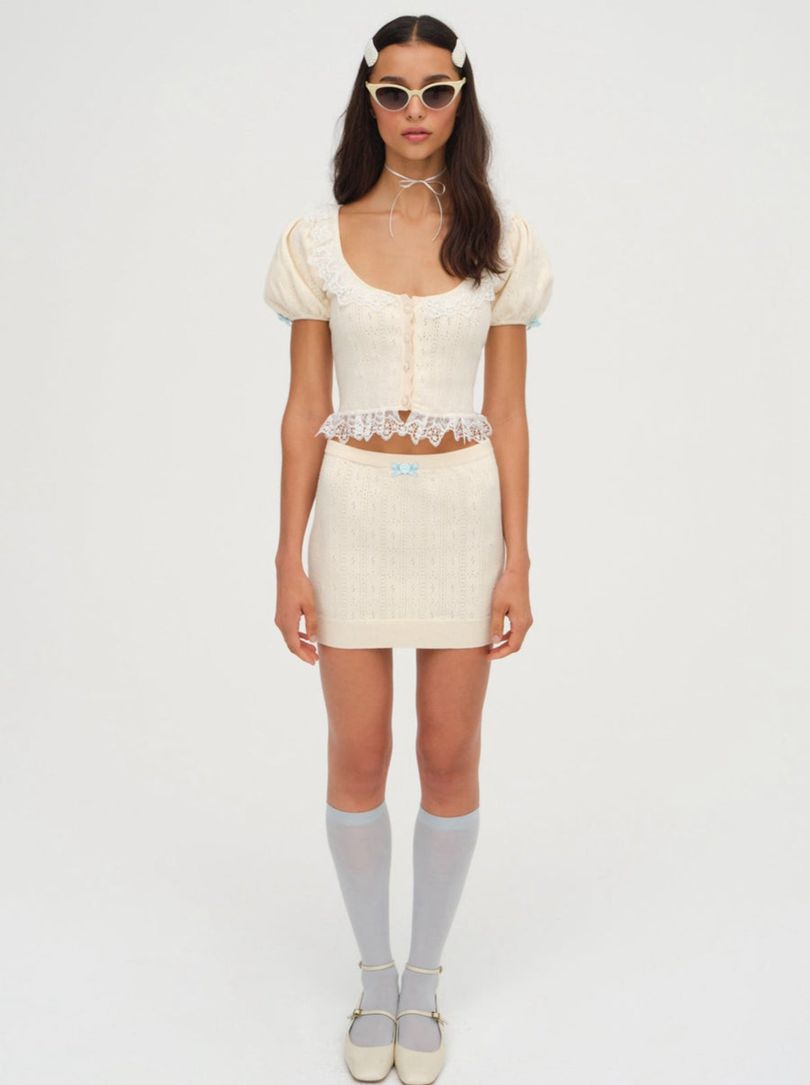 Beige For Love & Lemons Daniela Knit Mini Skirt | US-HSGQ82497