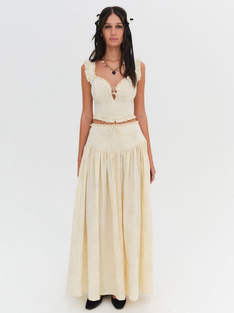 Beige For Love & Lemons Gigi Maxi Skirt | US-LWXJ35478