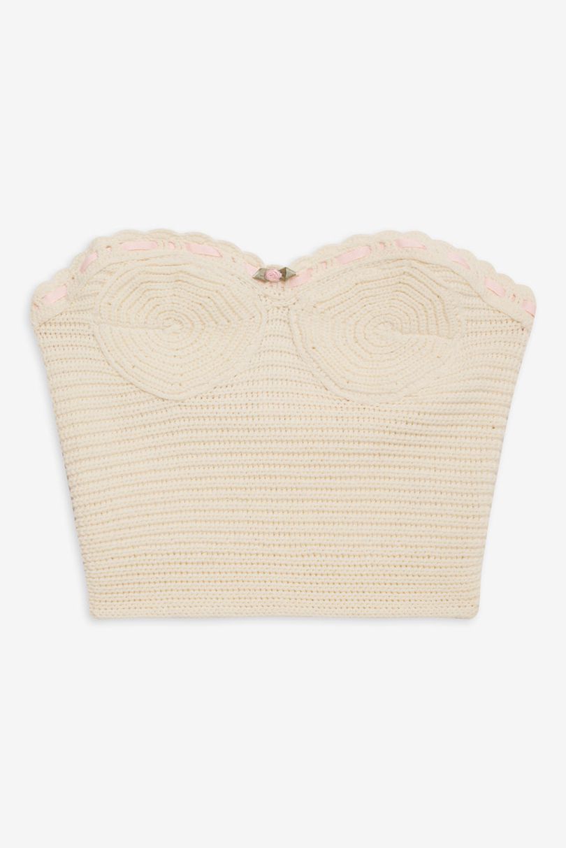 Beige For Love & Lemons Kelsey Crochet Top | US-TCKV86493