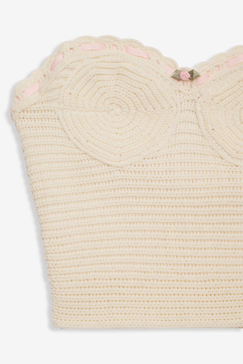 Beige For Love & Lemons Kelsey Crochet Top | US-TCKV86493