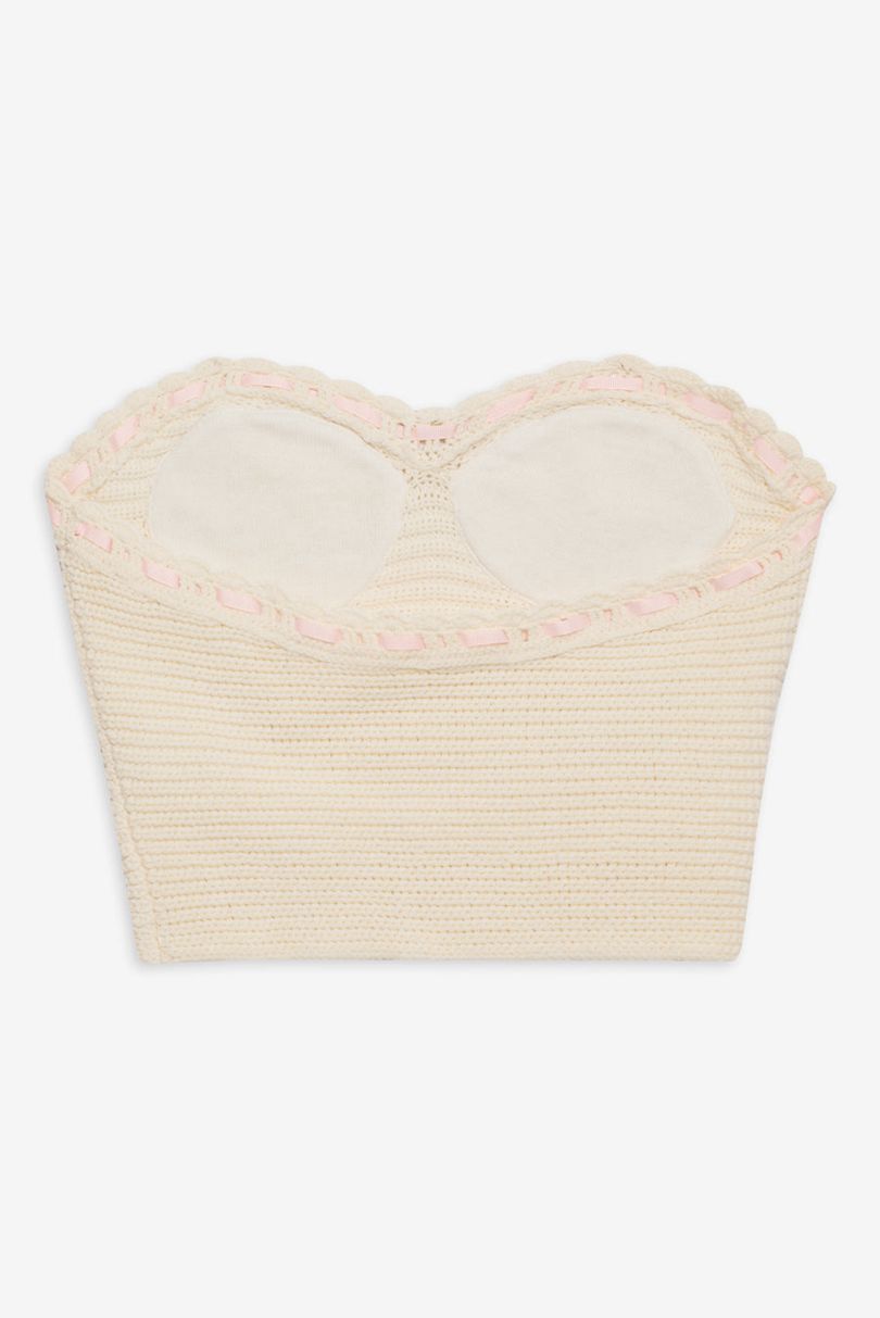 Beige For Love & Lemons Kelsey Crochet Top | US-TCKV86493