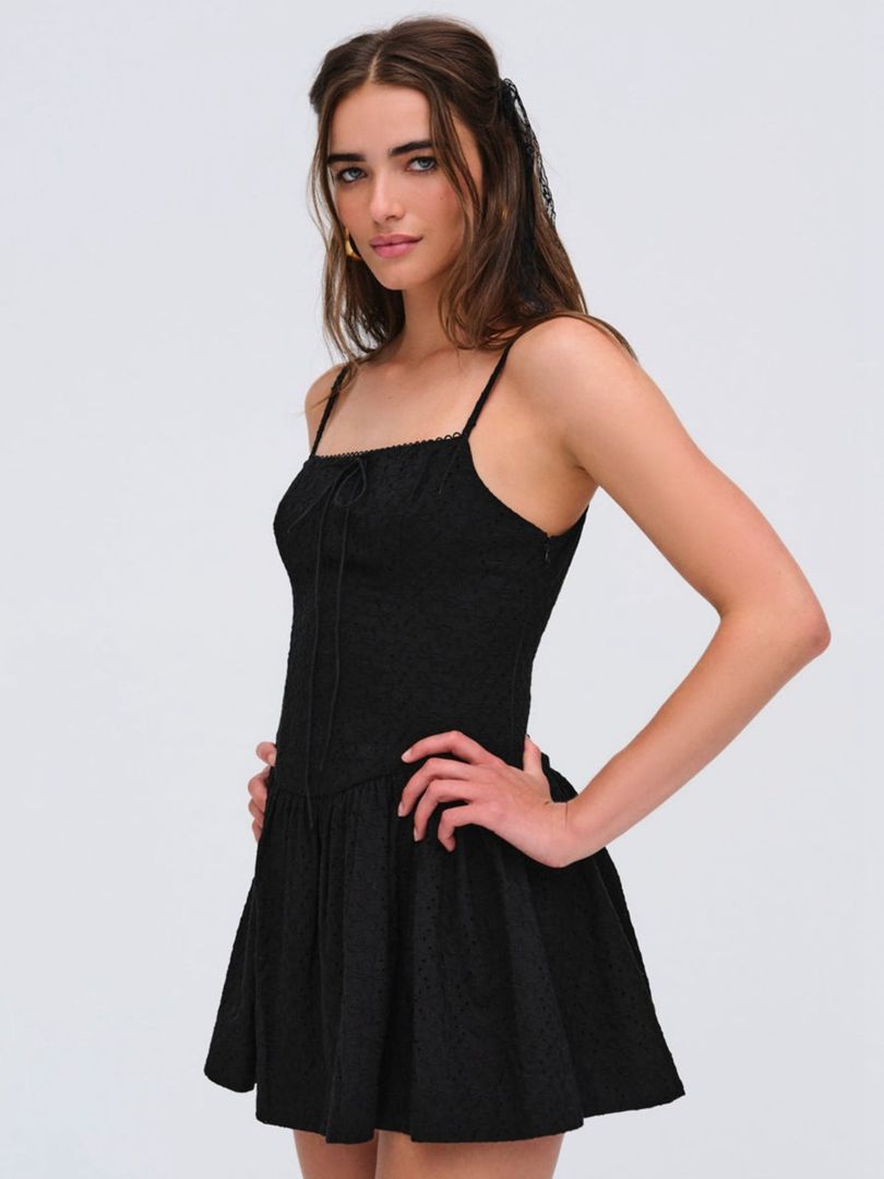 Black For Love & Lemons Beau Mini Dress | US-SUNV10254