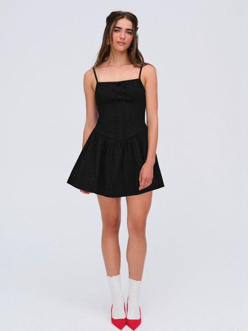 Black For Love & Lemons Beau Mini Dress | US-SUNV10254