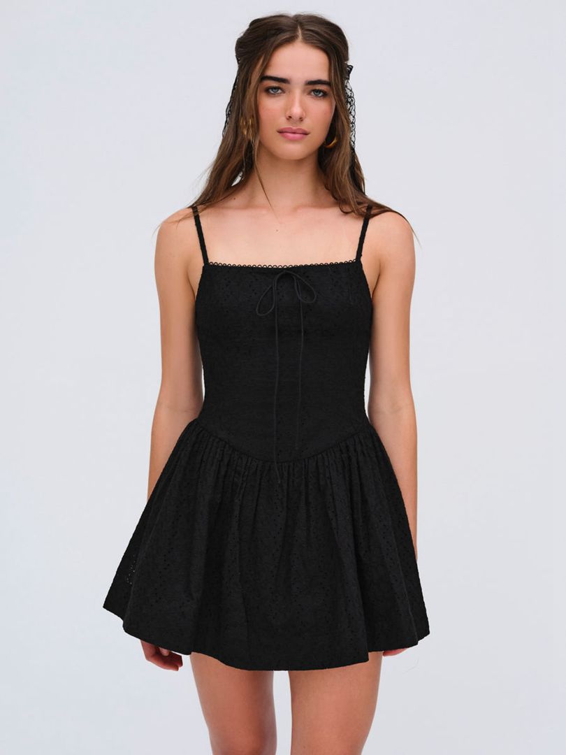 Black For Love & Lemons Beau Mini Dress | US-SUNV10254