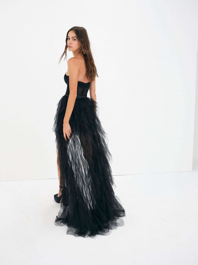 Black For Love & Lemons Bustier Gown Maxi Dress | US-ZEAQ12465