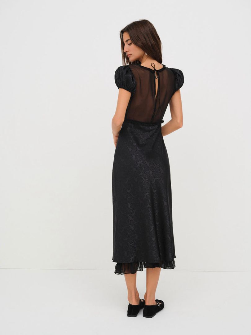 Black For Love & Lemons Catalina Slip Dress | US-UKST36980