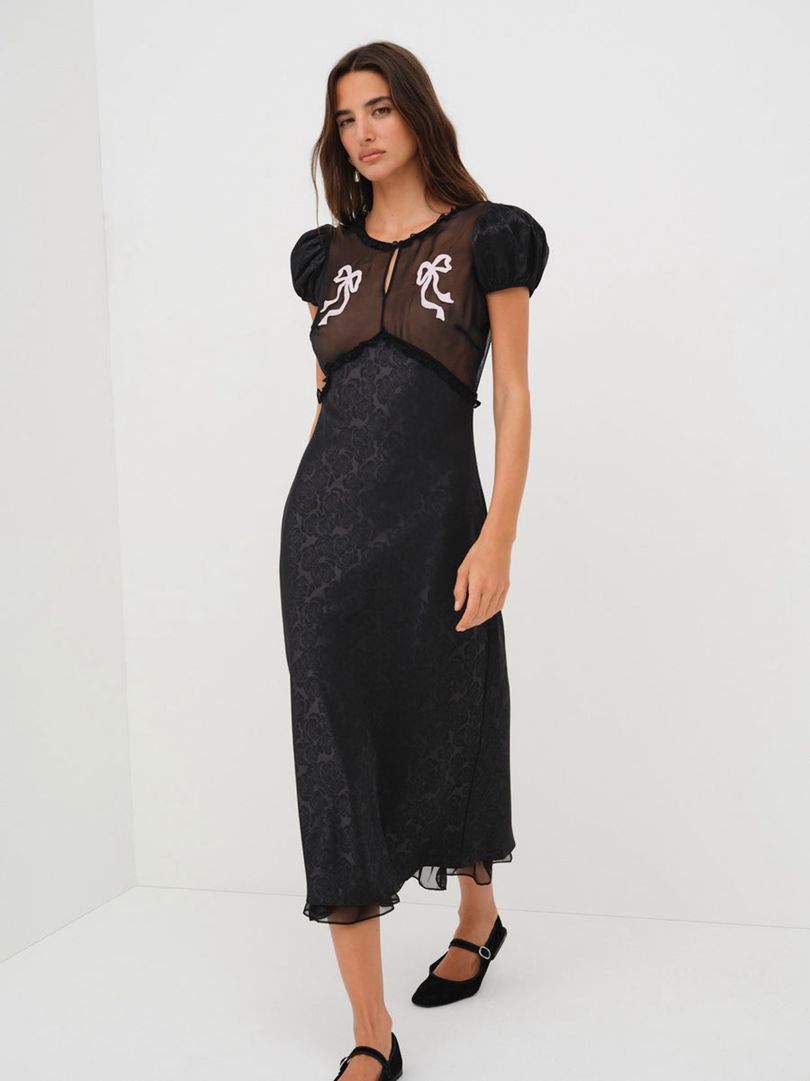 Black For Love & Lemons Catalina Slip Dress | US-UKST36980