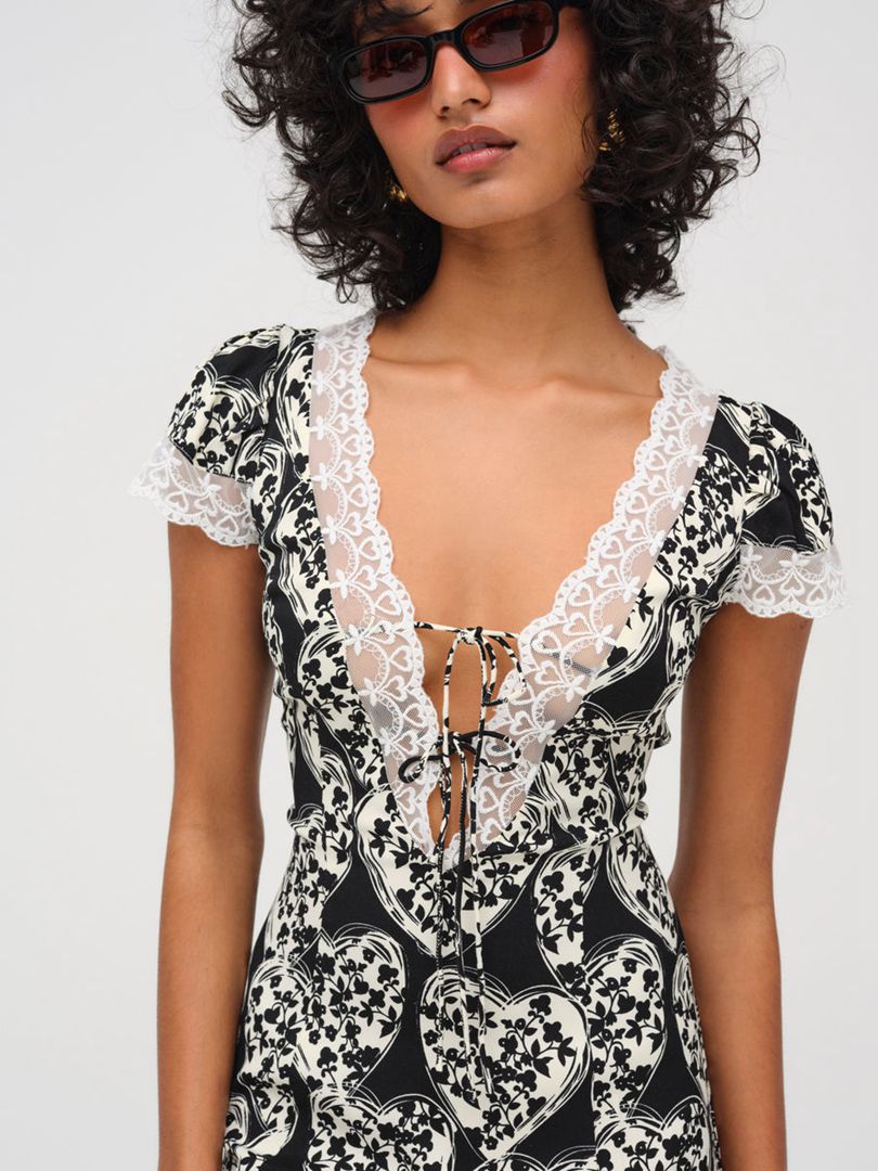 Black For Love & Lemons Cross Your Heart Midi Dress | US-WJFN75316