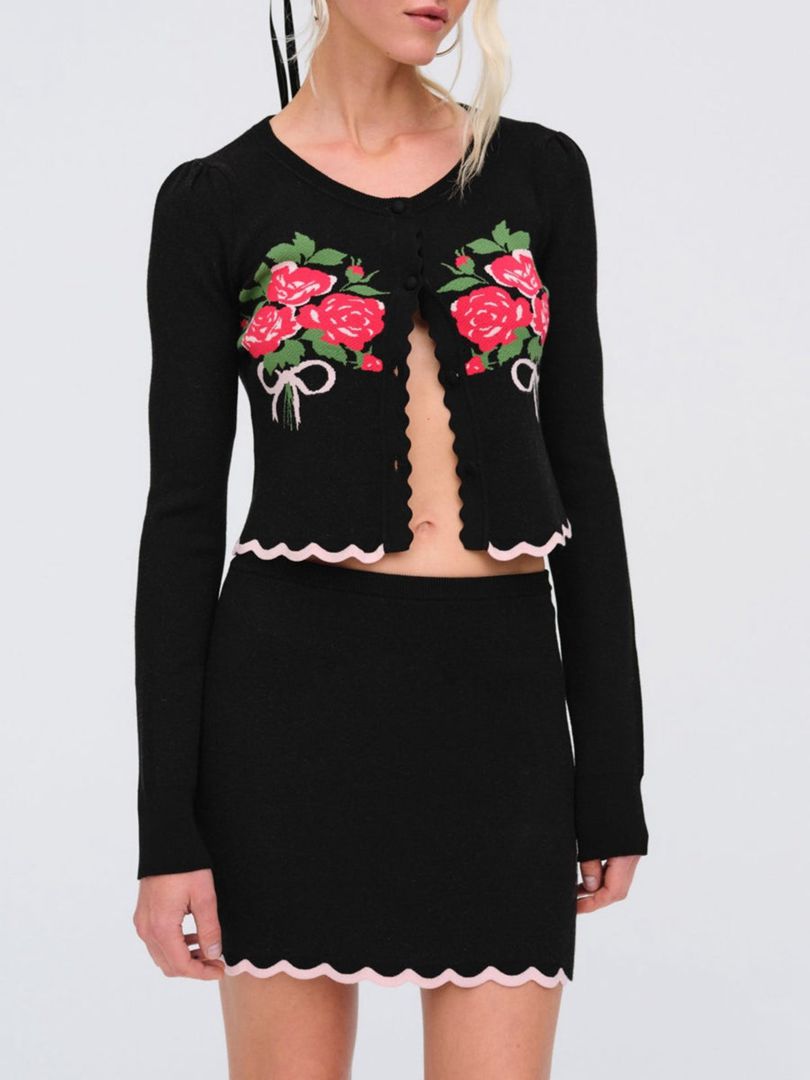 Black For Love & Lemons Donella Knit Mini Skirt | US-KGQT72431