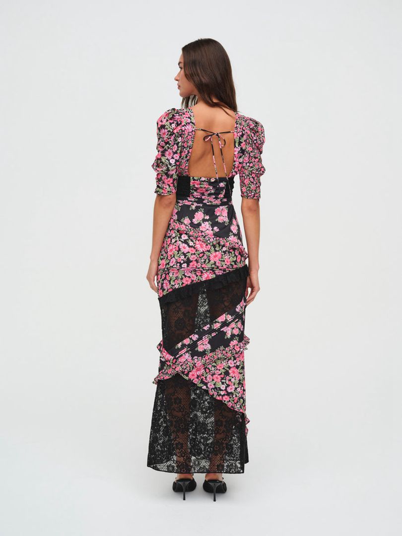 Black For Love & Lemons Emalyn Maxi Dress | US-SHDM96470