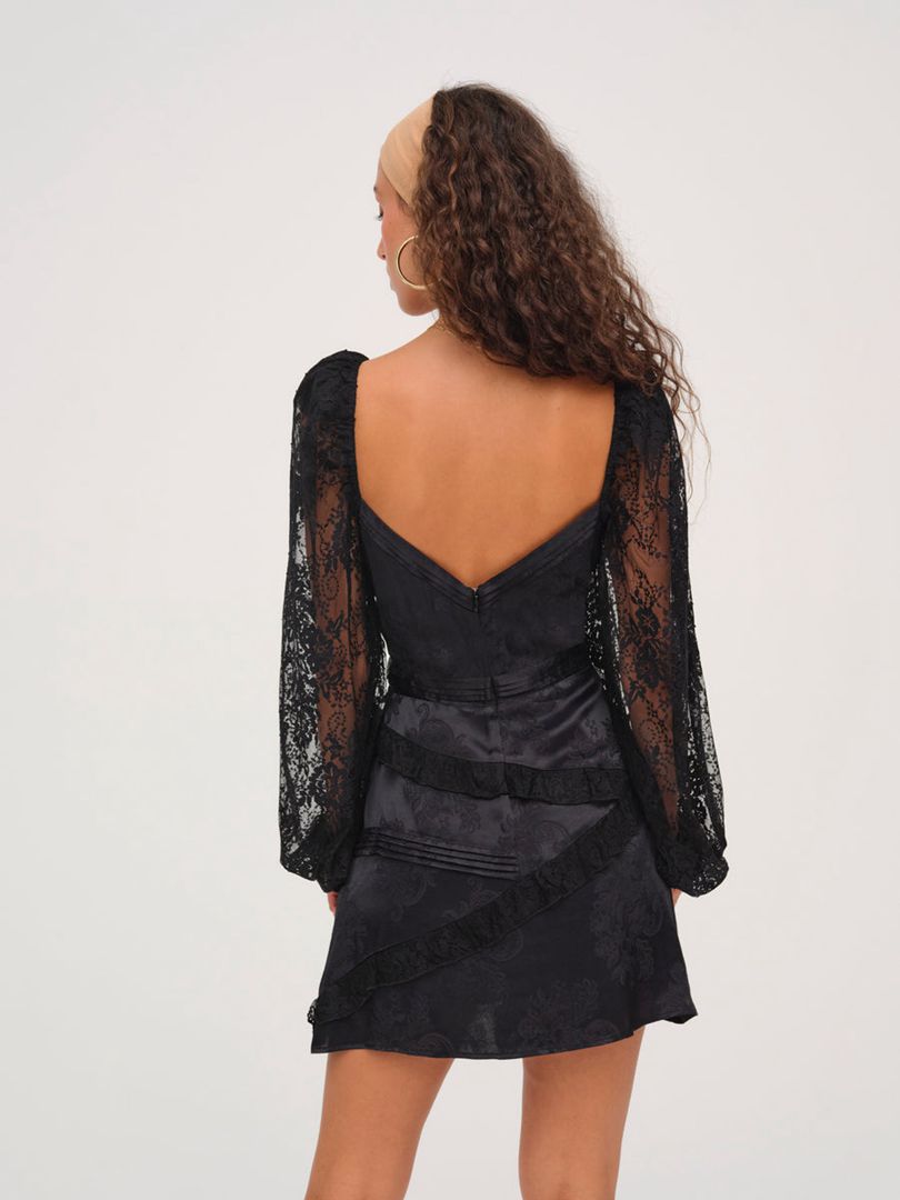 Black For Love & Lemons Gisela Mini Dress | US-DNGH34856