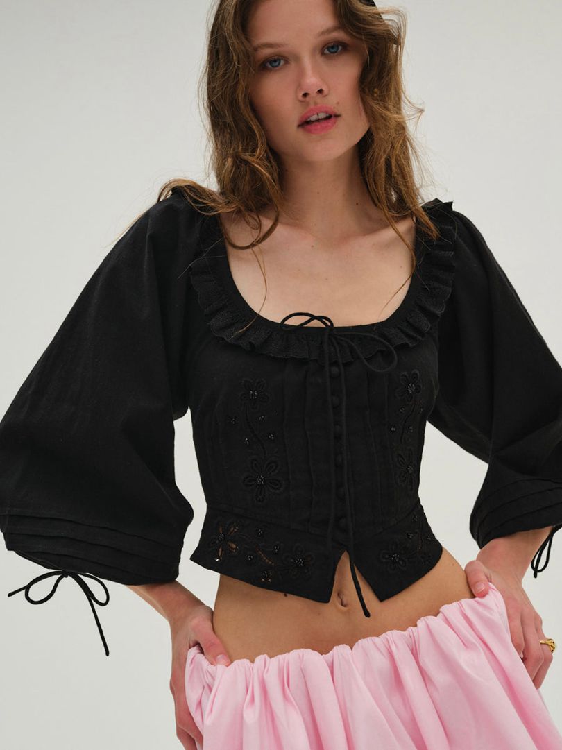 Black For Love & Lemons Harlow Top | US-BNRM13520