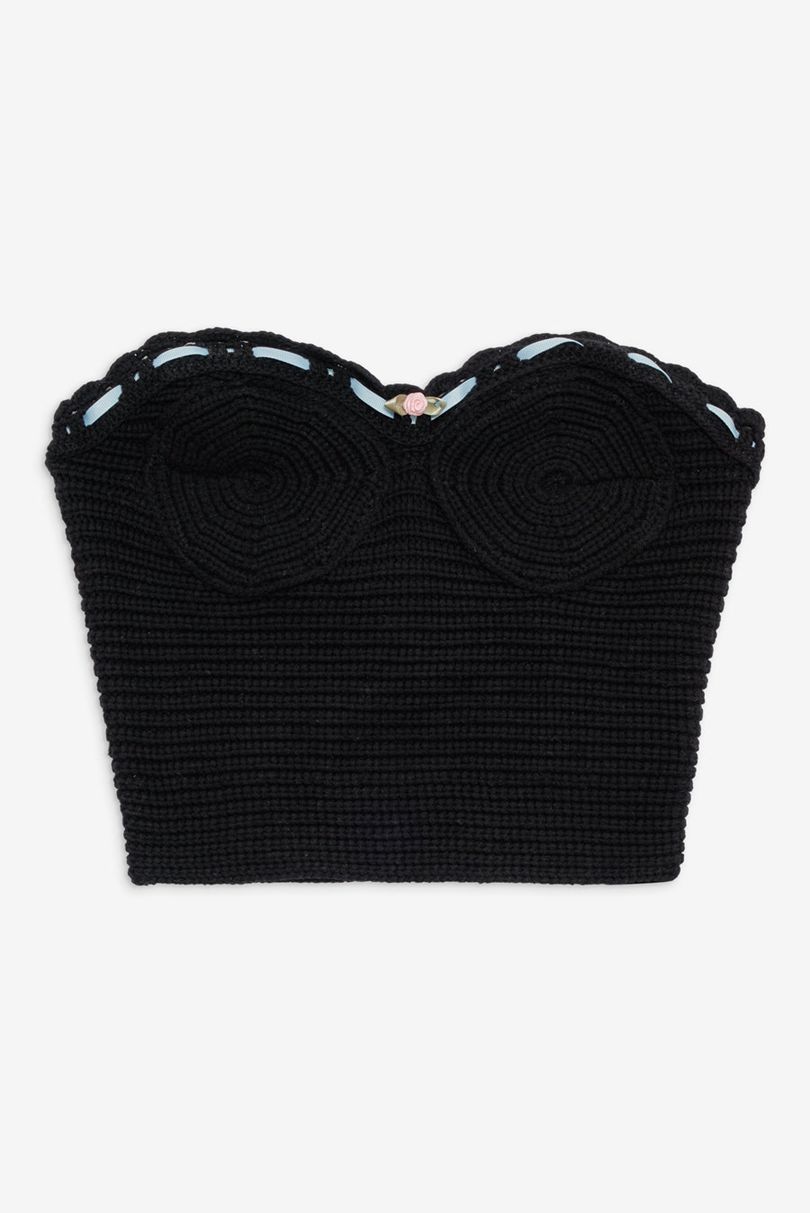 Black For Love & Lemons Kelsey Crochet Top | US-YCDO21905