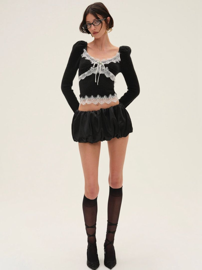 Black For Love & Lemons Lena Bubble Mini Skirt | US-PBJA52741