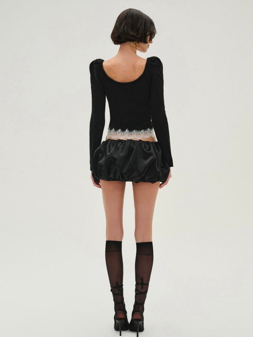 Black For Love & Lemons Lena Bubble Mini Skirt | US-PBJA52741