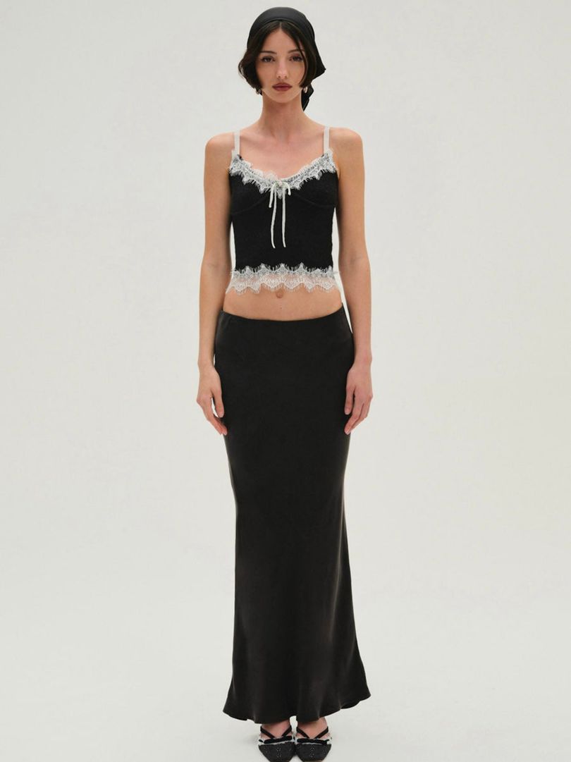 Black For Love & Lemons Lena Maxi Skirt | US-NOIZ14632