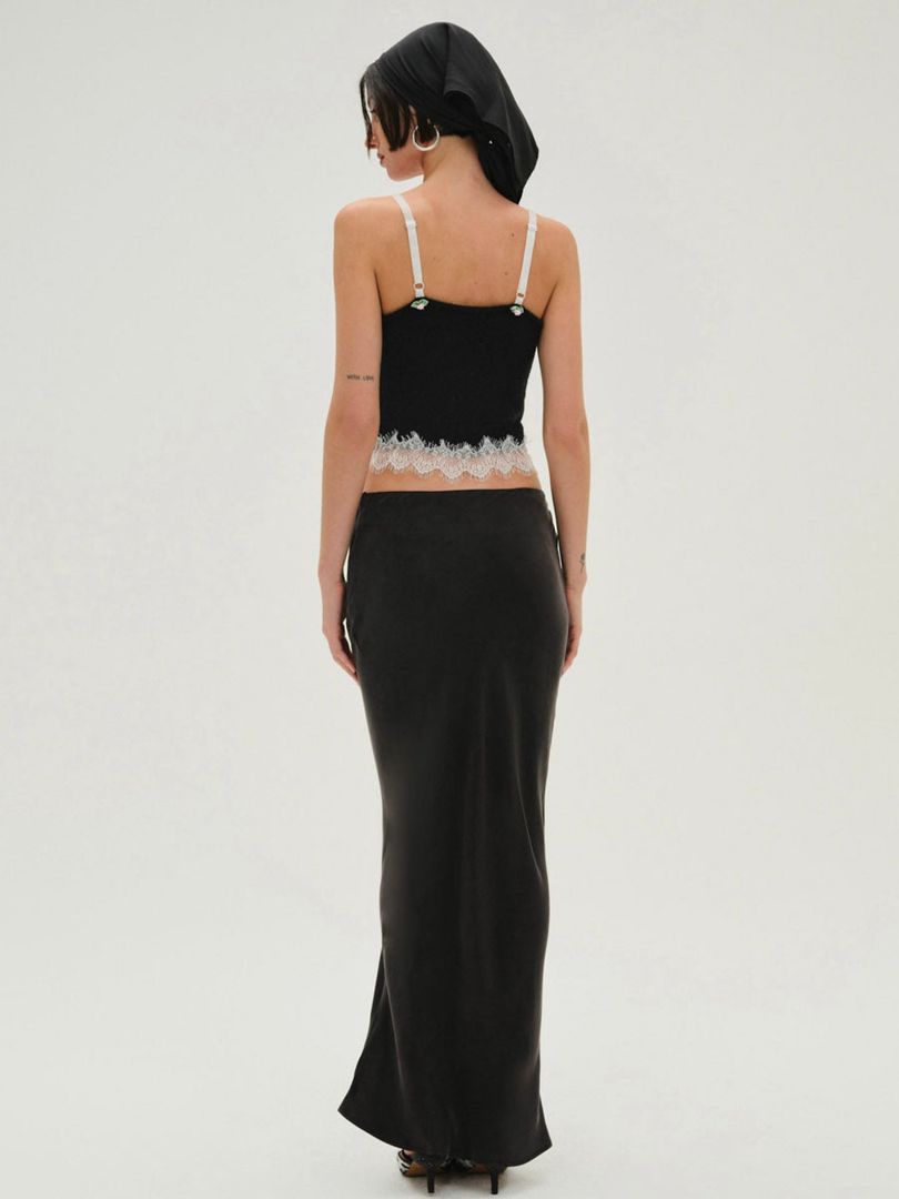 Black For Love & Lemons Lena Maxi Skirt | US-NOIZ14632