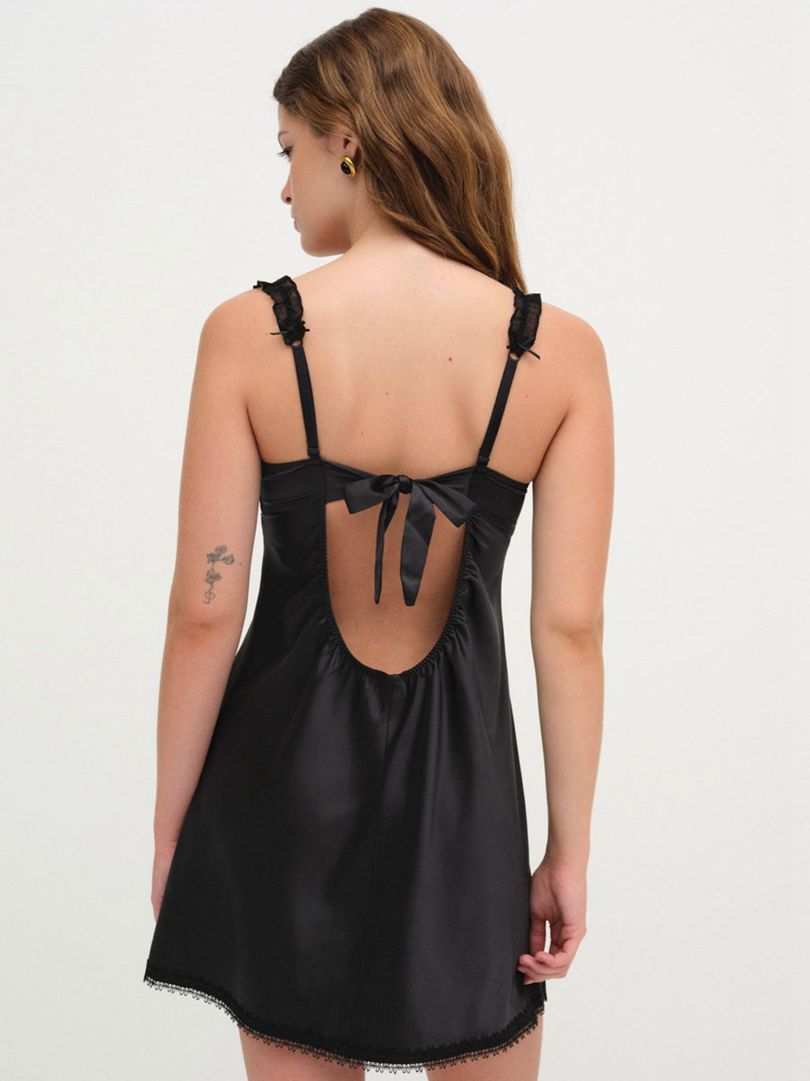 Black For Love & Lemons Love Garden Slip Dress | US-HAQU52874