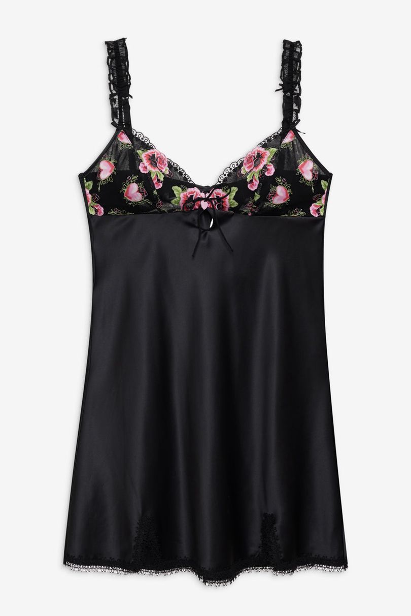 Black For Love & Lemons Love Garden Slip Dress | US-HAQU52874