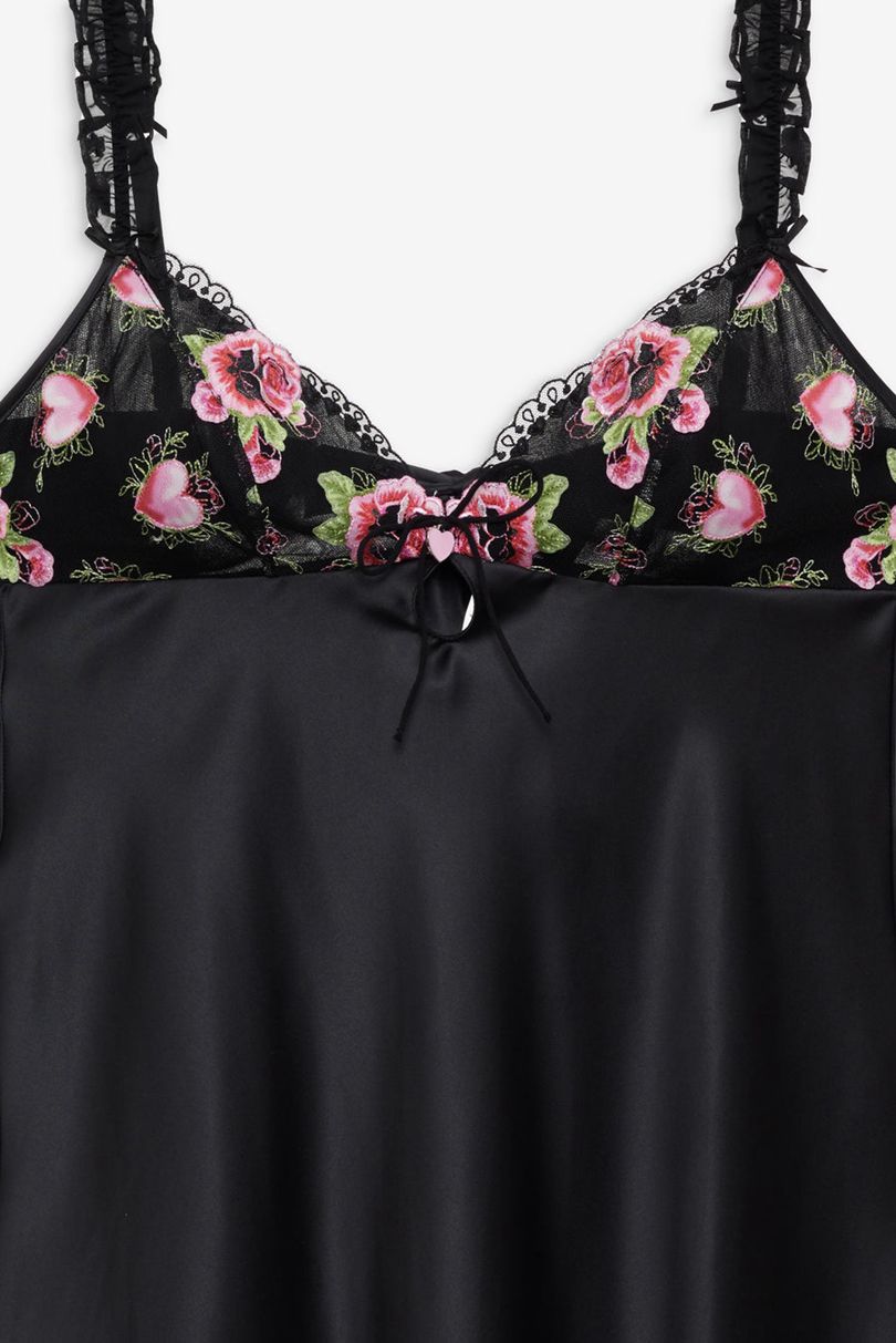 Black For Love & Lemons Love Garden Slip Dress | US-HAQU52874