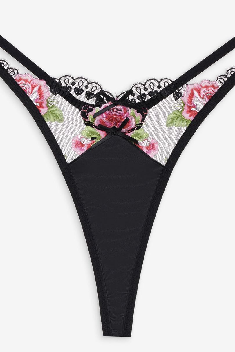 Black For Love & Lemons Love Garden Thong | US-VSLH32746