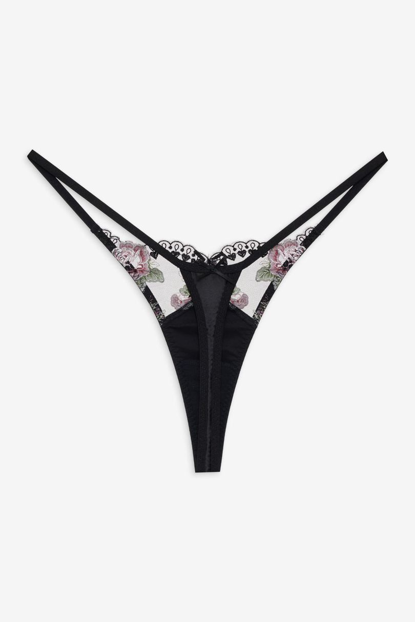 Black For Love & Lemons Love Garden Thong | US-VSLH32746