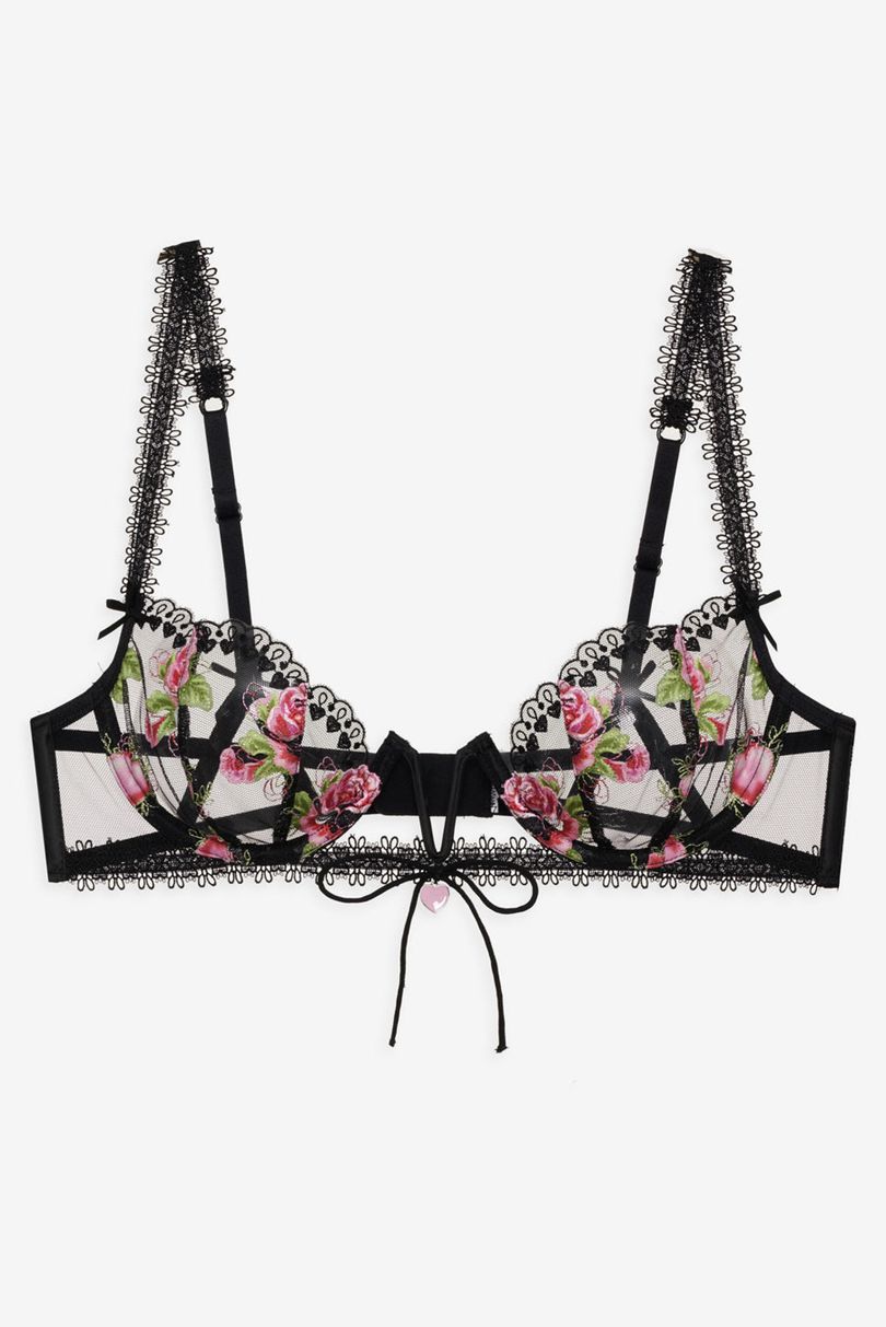 Black For Love & Lemons Love Garden Underwire Bra | US-GOFD16402