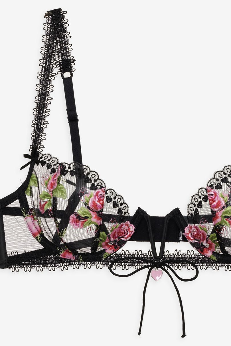 Black For Love & Lemons Love Garden Underwire Bra | US-GOFD16402