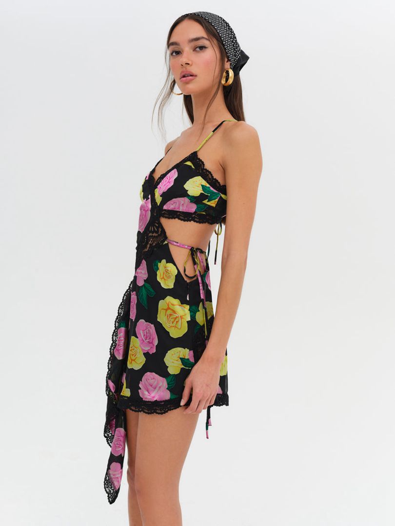 Black For Love & Lemons Madison Mini Dress | US-KMQE29058