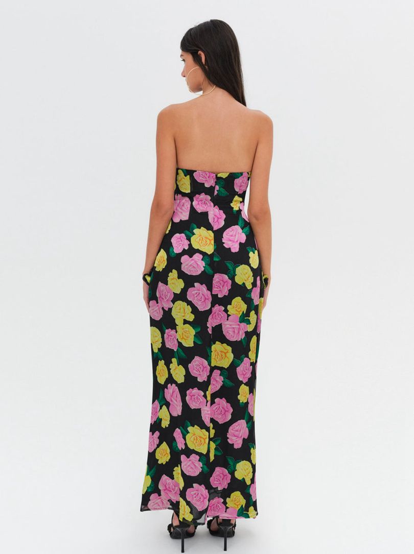 Black For Love & Lemons Madison Strapless Maxi Dress | US-KSPM80957