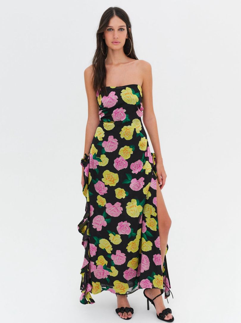 Black For Love & Lemons Madison Strapless Maxi Dress | US-KSPM80957