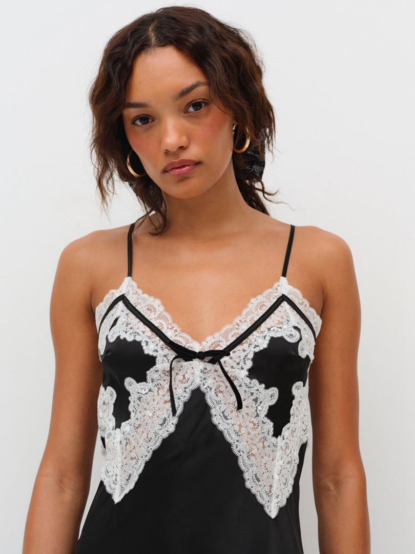 Black For Love & Lemons Maeve Slip Dress | US-PFQD26784