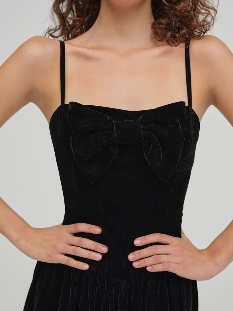 Black For Love & Lemons Martini Velvet Mini Dress | US-AOBJ52749