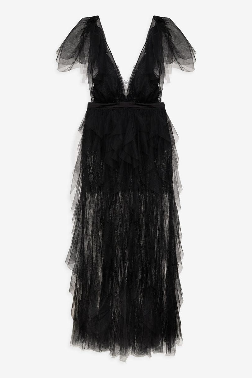 Black For Love & Lemons Maxine Gown Maxi Dress | US-TKGO90213