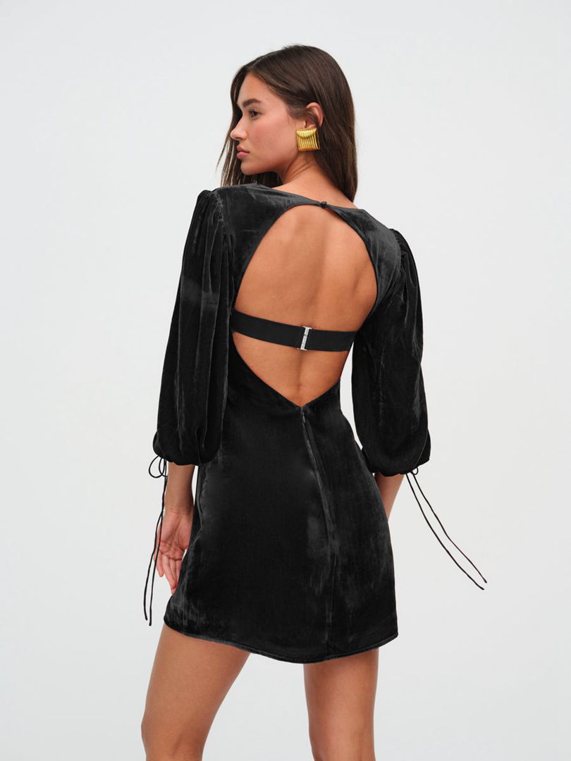 Black For Love & Lemons Nadine Velvet Mini Dress | US-OKET40523