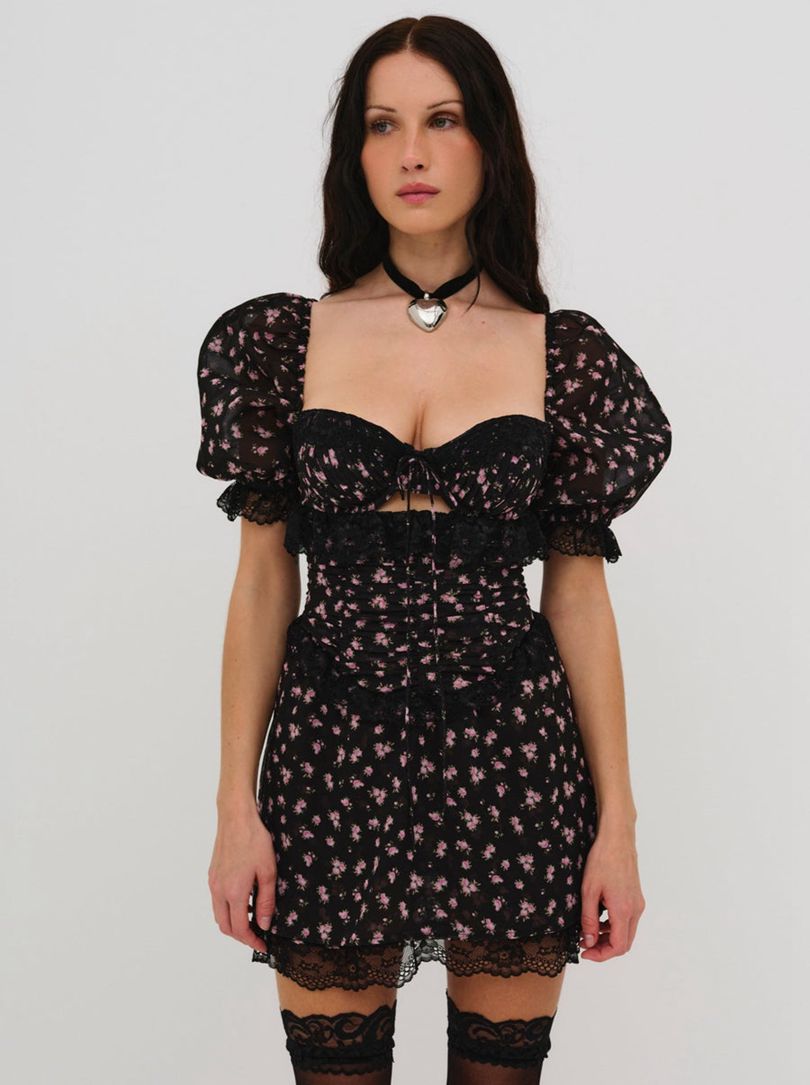 Black For Love & Lemons Noa Mini Dress | US-UMGO7421