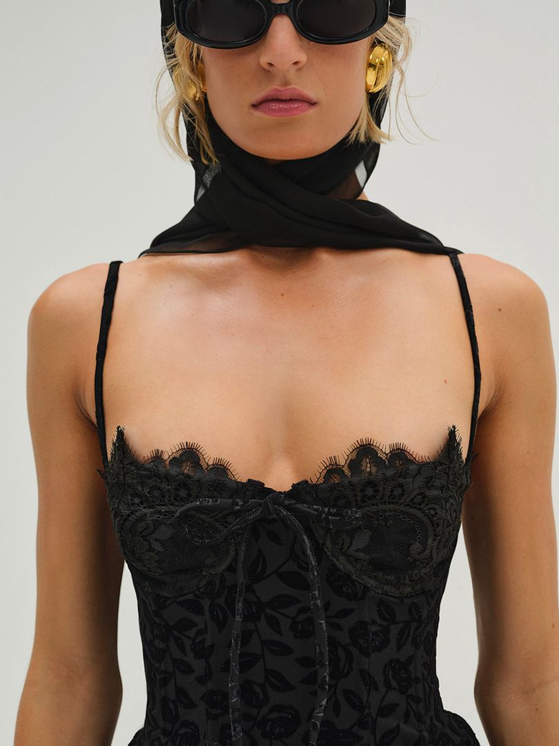 Black For Love & Lemons Shae Mini Dress | US-KSXJ14957