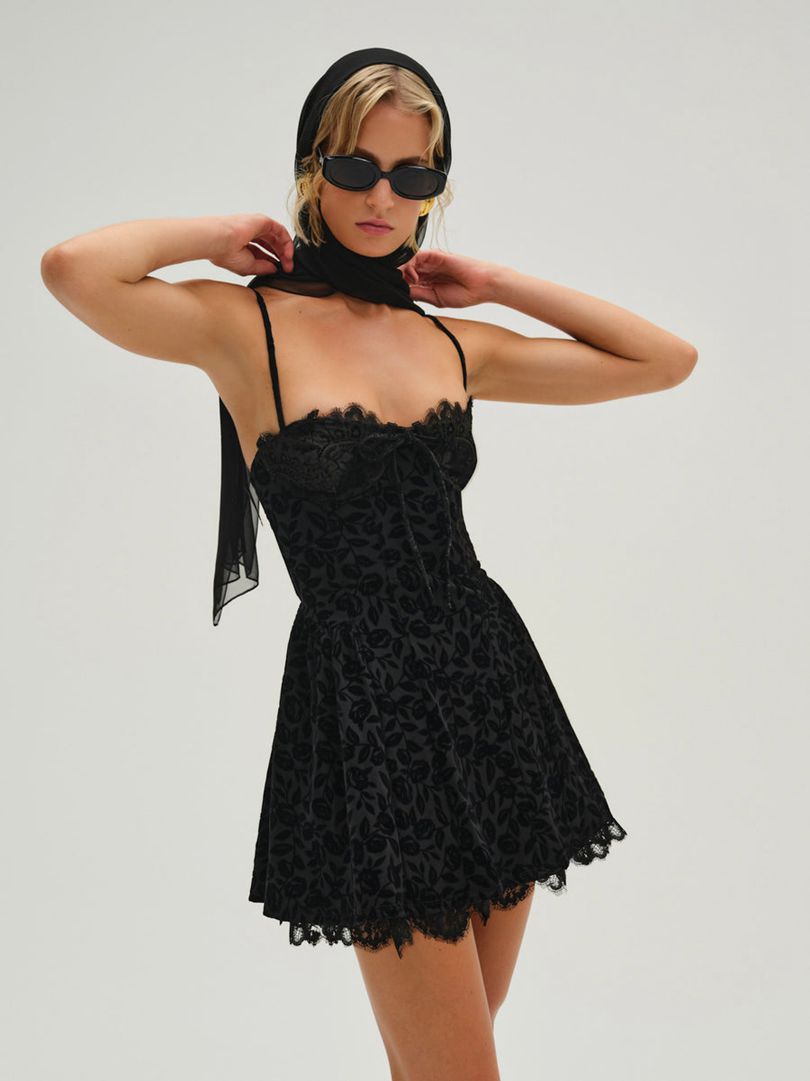 Black For Love & Lemons Shae Mini Dress | US-KSXJ14957