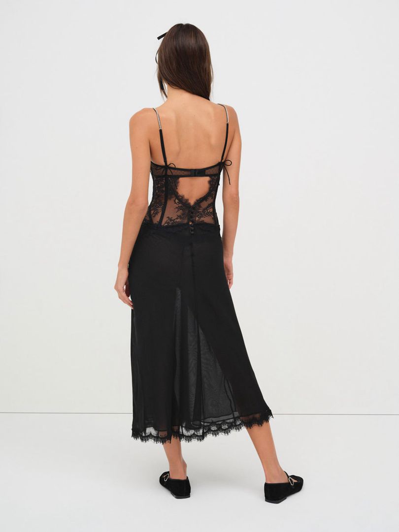 Black For Love & Lemons Sharon Slip Dress | US-CAXB91673