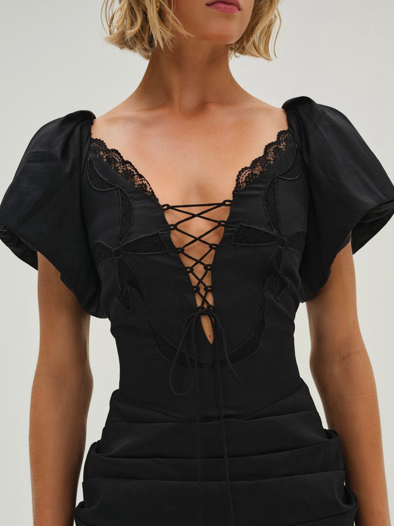 Black For Love & Lemons Singrid Mini Dress | US-KSQA69152