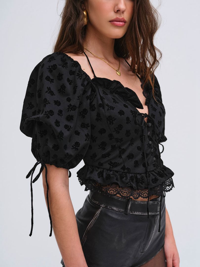 Black For Love & Lemons Sutton Top | US-LONS63980