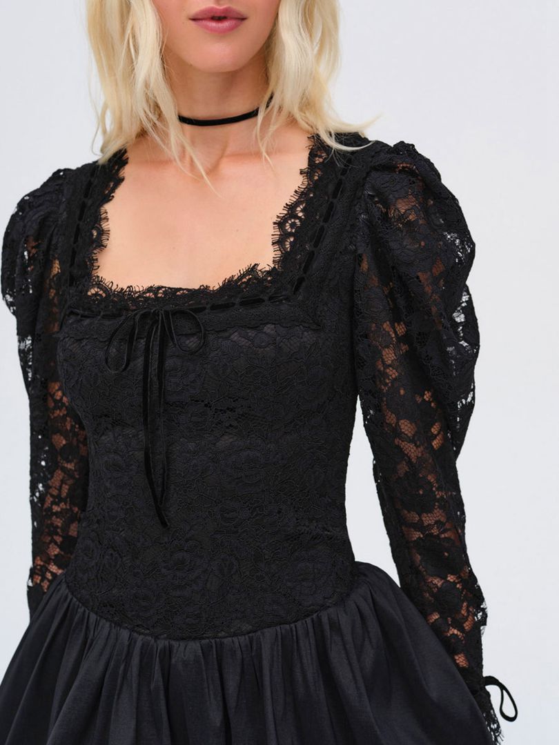 Black For Love & Lemons Waverly Lace Mini Dress | US-XJIB52971