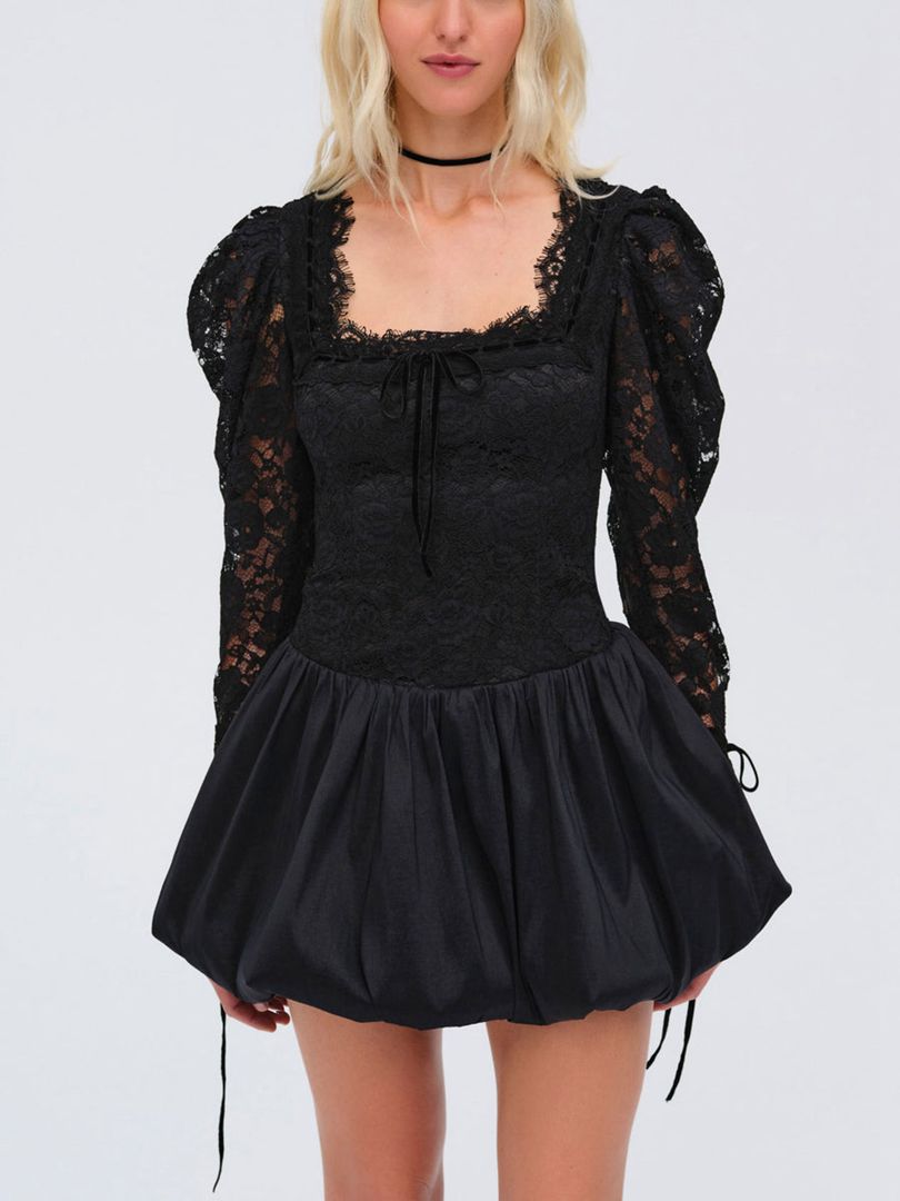 Black For Love & Lemons Waverly Lace Mini Dress | US-XJIB52971