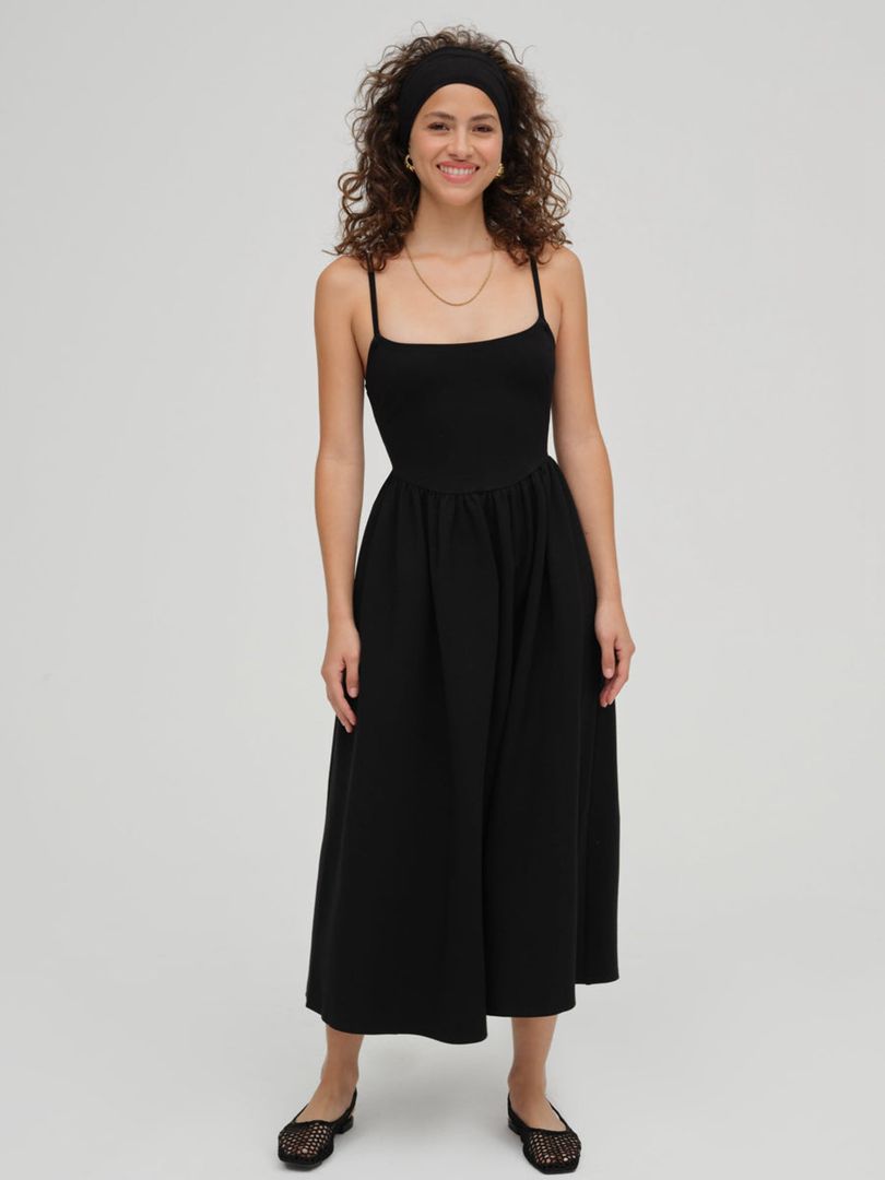 Black For Love & Lemons Wilhelmina Midi Dress | US-DGWK57403