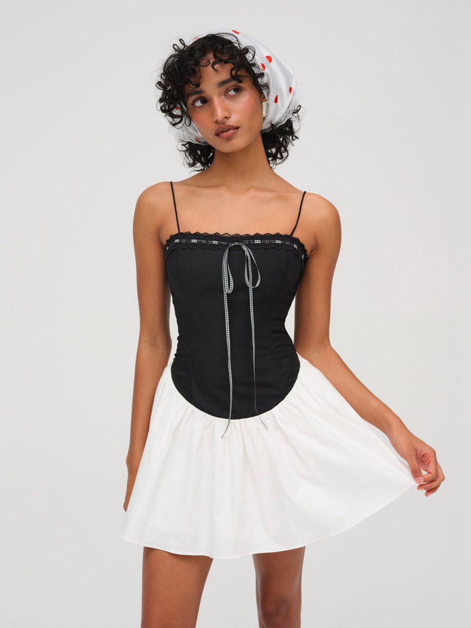 Black / White For Love & Lemons Annabella Mini Dress | US-IUOC47305