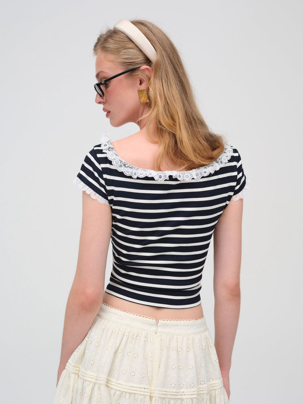 Black / White For Love & Lemons Suzette Stripe Top | US-FQCD23150