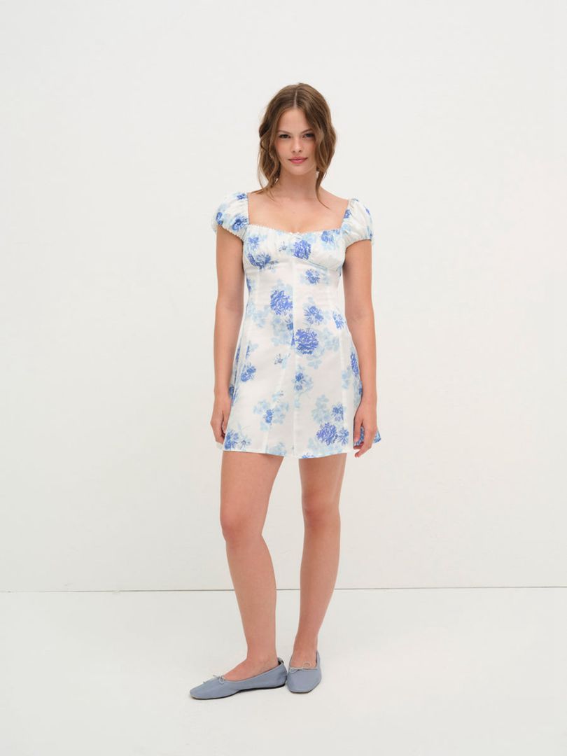 Blue For Love & Lemons Antonia Mini Dress | US-FOZT10326